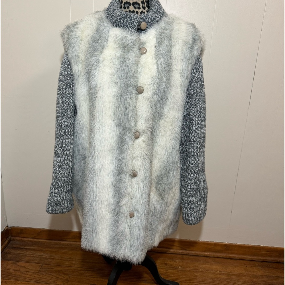 50s vintage Hillmoor Cheyenne faux fur vegan MOB WIFE coat Large union USA